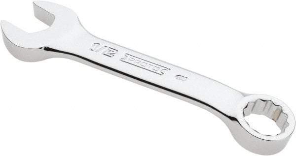 Proto - 1/2" 12 Point Offset Combination Wrench - 15° Offset Angle, 4-5/16" OAL, Steel, Chrome Finish - USA Tool & Supply