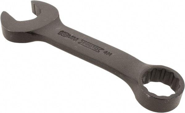 Proto - 18mm 12 Point Offset Combination Wrench - 15° Offset Angle, 5-1/4" OAL, Steel, Black Finish - USA Tool & Supply