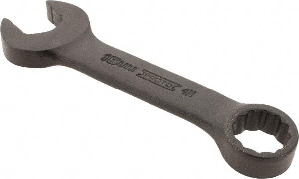Proto - 16mm 12 Point Offset Combination Wrench - 15° Offset Angle, 4-7/8" OAL, Steel, Black Finish - USA Tool & Supply