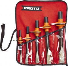 Proto - 5 Piece Tethered Cold Chisel Set - Steel, Sizes Included 5/16 to 5/8" - USA Tool & Supply