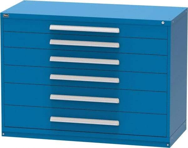 Vidmar - 6 Drawer, Modular Storage Cabinet - Steel, 60" Wide x 27-3/4" Deep x 44" High, Blue - USA Tool & Supply