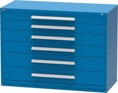 Vidmar - 6 Drawer, Modular Storage Cabinet - Steel, 60" Wide x 27-3/4" Deep x 44" High, Blue - USA Tool & Supply