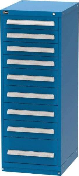 Vidmar - 9 Drawer, Modular Storage Cabinet - Steel, 22-1/2" Wide x 27-3/4" Deep x 59" High, Blue - USA Tool & Supply