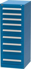 Vidmar - 9 Drawer, Modular Storage Cabinet - Steel, 22-1/2" Wide x 27-3/4" Deep x 59" High, Blue - USA Tool & Supply
