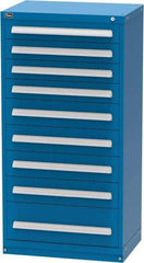 Vidmar - 9 Drawer, Modular Storage Cabinet - Steel, 30" Wide x 21-3/8" Deep x 59" High, Blue - USA Tool & Supply