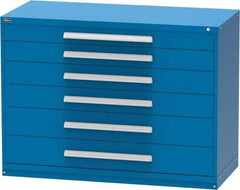 Vidmar - 6 Drawer, Modular Storage Cabinet - Steel, 60" Wide x 27-3/4" Deep x 44" High, Blue - USA Tool & Supply