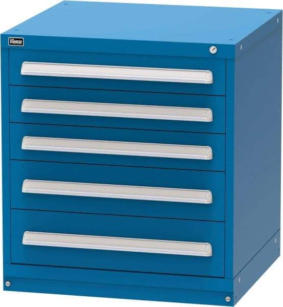 Vidmar - 5 Drawer, Modular Storage Cabinet - Steel, 30" Wide x 27-3/4" Deep x 33" High, Blue - USA Tool & Supply