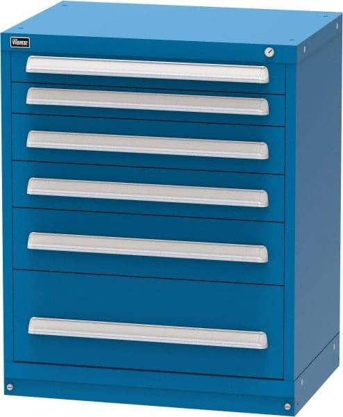 Vidmar - 6 Drawer, Modular Storage Cabinet - Steel, 30" Wide x 21-3/8" Deep x 37" High, Blue - USA Tool & Supply