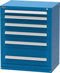 Vidmar - 6 Drawer, Modular Storage Cabinet - Steel, 30" Wide x 21-3/8" Deep x 37" High, Blue - USA Tool & Supply