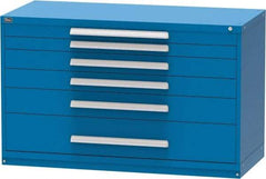 Vidmar - 6 Drawer, Modular Storage Cabinet - Steel, 60" Wide x 27-3/4" Deep x 37" High, Blue - USA Tool & Supply