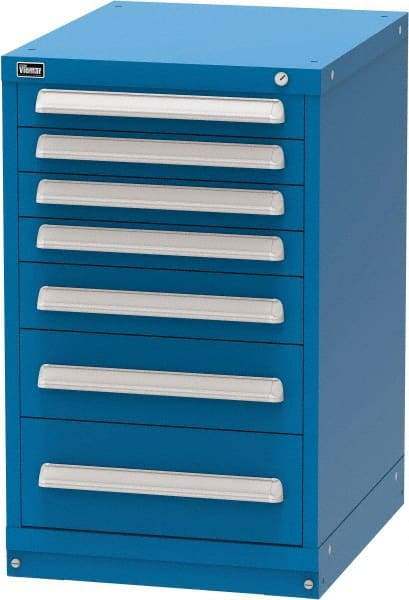 Vidmar - 7 Drawer, Modular Storage Cabinet - Steel, 22-1/2" Wide x 27-3/4" Deep x 37" High, Blue - USA Tool & Supply