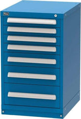 Vidmar - 7 Drawer, Modular Storage Cabinet - Steel, 22-1/2" Wide x 27-3/4" Deep x 37" High, Blue - USA Tool & Supply