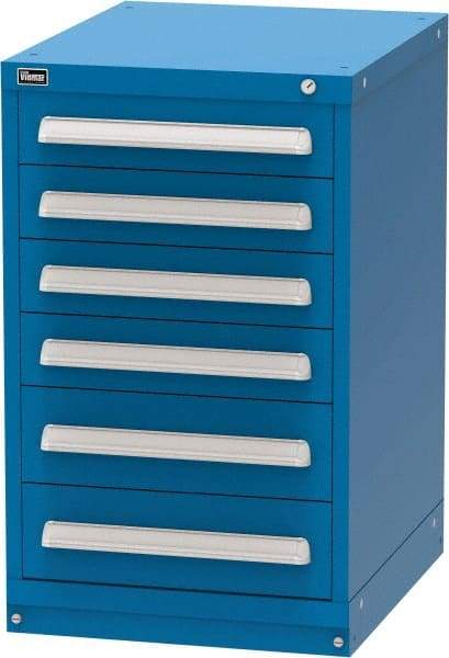 Vidmar - 6 Drawer, Modular Storage Cabinet - Steel, 22-1/2" Wide x 27-3/4" Deep x 37" High, Blue - USA Tool & Supply