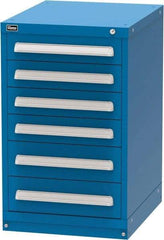 Vidmar - 6 Drawer, Modular Storage Cabinet - Steel, 22-1/2" Wide x 27-3/4" Deep x 37" High, Blue - USA Tool & Supply