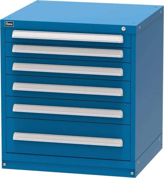 Vidmar - 6 Drawer, Modular Storage Cabinet - Steel, 30" Wide x 27-3/4" Deep x 33" High, Blue - USA Tool & Supply
