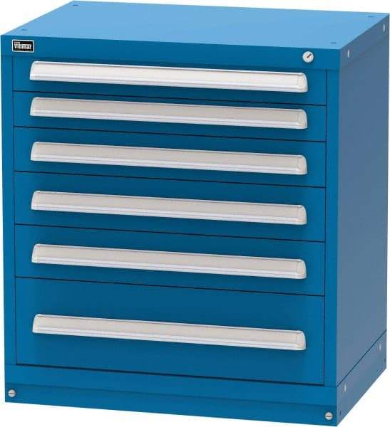 Vidmar - 6 Drawer, Modular Storage Cabinet - Steel, 30" Wide x 21-3/8" Deep x 33" High, Blue - USA Tool & Supply