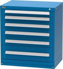 Vidmar - 6 Drawer, Modular Storage Cabinet - Steel, 30" Wide x 21-3/8" Deep x 33" High, Blue - USA Tool & Supply