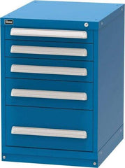 Vidmar - 5 Drawer, Modular Storage Cabinet - Steel, 22-1/2" Wide x 27-3/4" Deep x 33" High, Blue - USA Tool & Supply