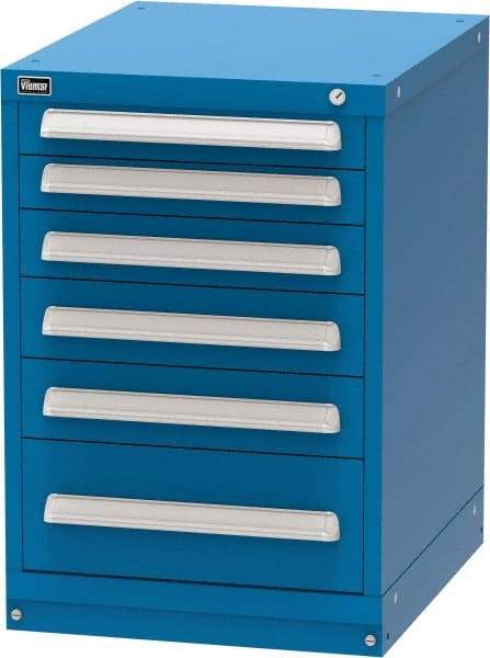 Vidmar - 6 Drawer, Modular Storage Cabinet - Steel, 22-1/2" Wide x 27-3/4" Deep x 33" High, Blue - USA Tool & Supply