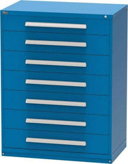 Vidmar - 7 Drawer, Modular Storage Cabinet - Steel, 60" Wide x 27-3/4" Deep x 59" High, Blue - USA Tool & Supply