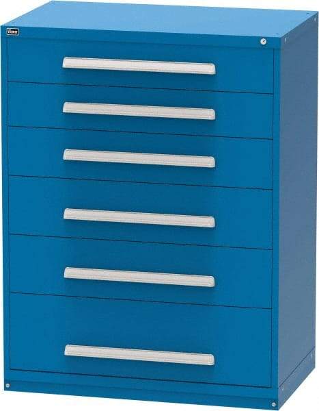 Vidmar - 6 Drawer, Modular Storage Cabinet - Steel, 60" Wide x 27-3/4" Deep x 59" High, Blue - USA Tool & Supply