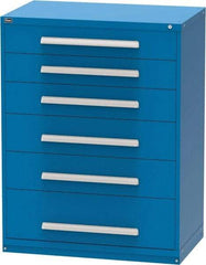 Vidmar - 6 Drawer, Modular Storage Cabinet - Steel, 60" Wide x 27-3/4" Deep x 59" High, Blue - USA Tool & Supply