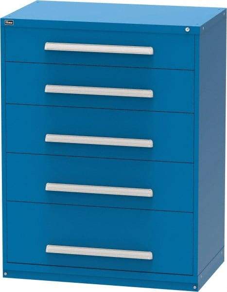 Vidmar - 5 Drawer, Modular Storage Cabinet - Steel, 45" Wide x 27-3/4" Deep x 59" High, Blue - USA Tool & Supply