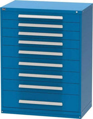 Vidmar - 9 Drawer, Modular Storage Cabinet - Steel, 45" Wide x 27-3/4" Deep x 59" High, Blue - USA Tool & Supply