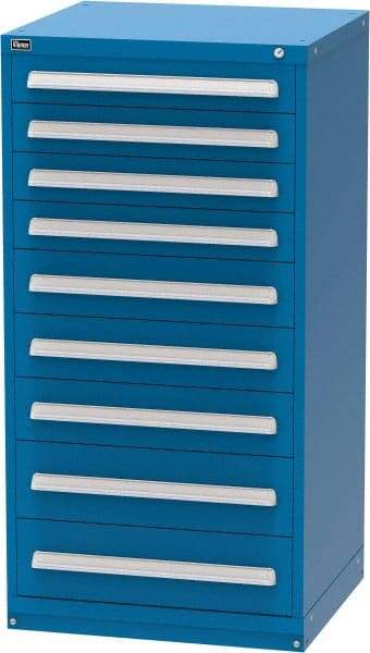 Vidmar - 9 Drawer, Modular Storage Cabinet - Steel, 30" Wide x 27-3/4" Deep x 59" High, Blue - USA Tool & Supply