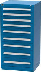 Vidmar - 9 Drawer, Modular Storage Cabinet - Steel, 30" Wide x 27-3/4" Deep x 59" High, Blue - USA Tool & Supply
