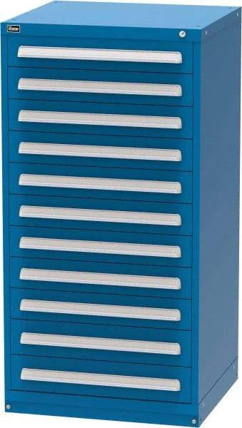 Vidmar - 11 Drawer, Modular Storage Cabinet - Steel, 30" Wide x 27-3/4" Deep x 59" High, Blue - USA Tool & Supply
