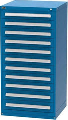 Vidmar - 11 Drawer, Modular Storage Cabinet - Steel, 30" Wide x 27-3/4" Deep x 59" High, Blue - USA Tool & Supply