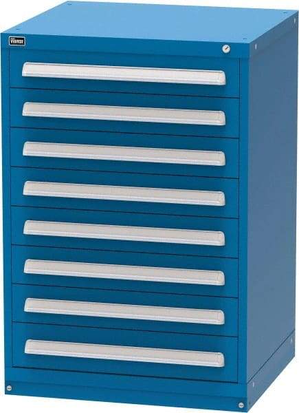 Vidmar - 8 Drawer, Modular Storage Cabinet - Steel, 30" Wide x 27-3/4" Deep x 44" High, Blue - USA Tool & Supply