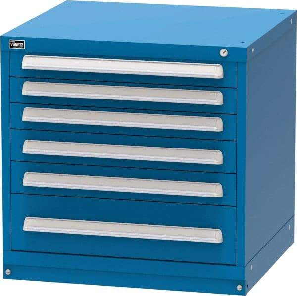 Vidmar - 6 Drawer, Modular Storage Cabinet - Steel, 30" Wide x 27-3/4" Deep x 30" High, Blue - USA Tool & Supply