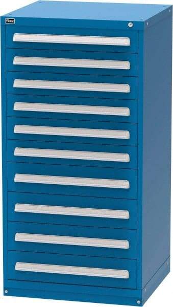 Vidmar - 10 Drawer, Modular Storage Cabinet - Steel, 30" Wide x 27-3/4" Deep x 59" High, Blue - USA Tool & Supply