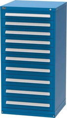 Vidmar - 10 Drawer, Modular Storage Cabinet - Steel, 30" Wide x 27-3/4" Deep x 59" High, Blue - USA Tool & Supply