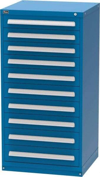 Vidmar - 10 Drawer, Modular Storage Cabinet - Steel, 30" Wide x 27-3/4" Deep x 59" High, Blue - USA Tool & Supply