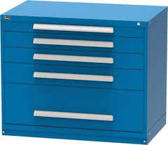 Vidmar - 5 Drawer, Modular Storage Cabinet - Steel, 30" Wide x 27-3/4" Deep x 37" High, Blue - USA Tool & Supply