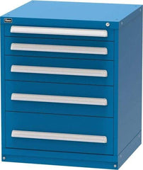 Vidmar - 5 Drawer, Modular Storage Cabinet - Steel, 30" Wide x 27-3/4" Deep x 37" High, Blue - USA Tool & Supply