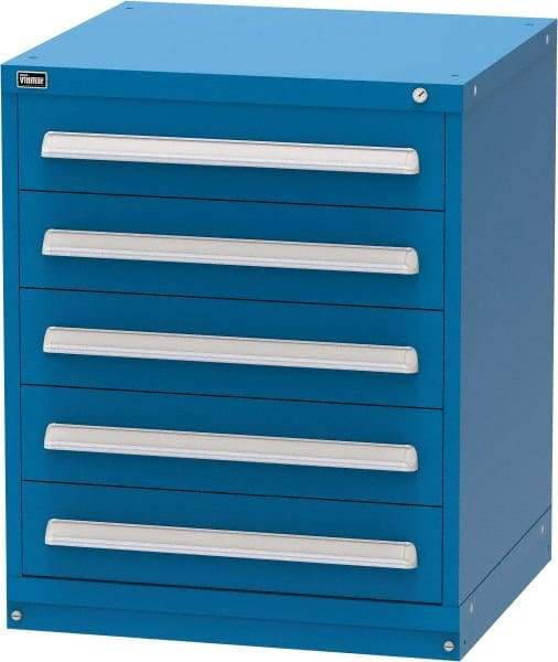 Vidmar - 5 Drawer, Modular Storage Cabinet - Steel, 30" Wide x 27-3/4" Deep x 37" High, Blue - USA Tool & Supply