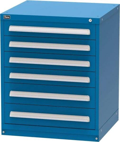 Vidmar - 6 Drawer, Modular Storage Cabinet - Steel, 30" Wide x 27-3/4" Deep x 37" High, Blue - USA Tool & Supply