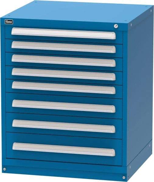 Vidmar - 8 Drawer, Modular Storage Cabinet - Steel, 30" Wide x 27-3/4" Deep x 37" High, Blue - USA Tool & Supply
