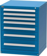 Vidmar - 7 Drawer, Modular Storage Cabinet - Steel, 30" Wide x 27-3/4" Deep x 37" High, Blue - USA Tool & Supply
