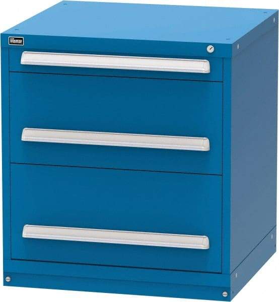 Vidmar - 3 Drawer, Modular Storage Cabinet - Steel, 30" Wide x 27-3/4" Deep x 33" High, Blue - USA Tool & Supply