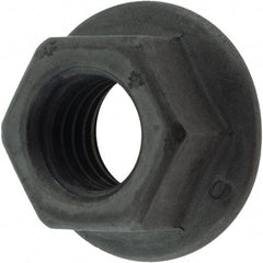 Value Collection - M10x1.50, 21mm Flange Diam, 15mm Across Flats, Flange Nut - Grade Grade 9 Steel, Black Finish - USA Tool & Supply