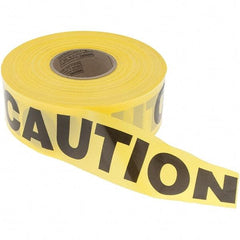 Value Collection - 1,000' Long x 3" Wide Roll, Polyethylene, Black & Yellow Barricade Tape - Message: CAUTION - USA Tool & Supply