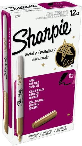 Sharpie - Metallic Gold Permanent Marker - Fine Tip, AP Nontoxic Ink - USA Tool & Supply