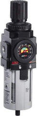 ARO/Ingersoll-Rand - 1/2" NPT Port Standard 1 Piece Coalescing Filter/Regulator FRL Unit - Polycarbonate Bowl, 172 SCFM, 150 Max psi, 9.961" High x 2.756" Long, Manual Drain - USA Tool & Supply