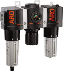 ARO/Ingersoll-Rand - 1" NPT Port Heavy Duty 3 Piece Filter-Regulator-Lubricator FRL Unit - Metal Bowl, 215 SCFM, 250 Max psi, 10.75" High x 11.102" Long, Automatic Drain - USA Tool & Supply