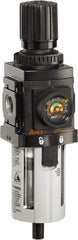 ARO/Ingersoll-Rand - 1/4" NPT Port Compact 1 Piece Coalescing Filter/Regulator FRL Unit - Polycarbonate Bowl, 72 SCFM, 150 Max psi, 8.15" High x 2.205" Long, Manual Drain - USA Tool & Supply